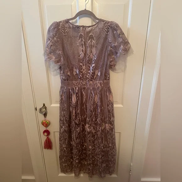 BHLDN Vivica Lace Midi Dress in Lavender - Picture 4 of 8
